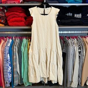 Label of Love 100% cotton cream sleeveless drop waist hi low midi dress size S
